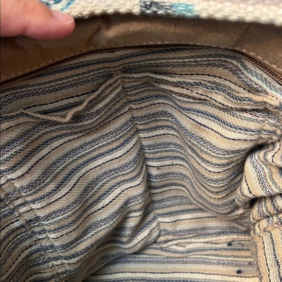 HOPOFLY BOHEMIAN CANVAS FUR LEATHER FRINGE LARGE TOTE BAG - Picture 8 of 16